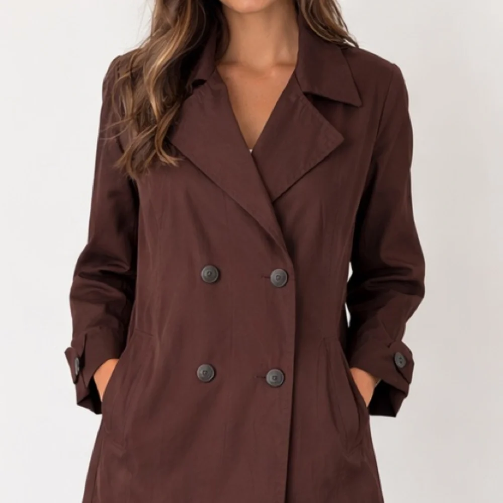 Vintage 80s Vision Brown Metallic Trench Waist Coat Large